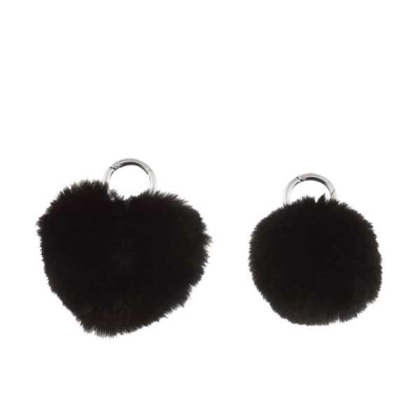 KEYCHAIN BALL/HEART ACRYLIC BLACK ASSORTMENT OF 2