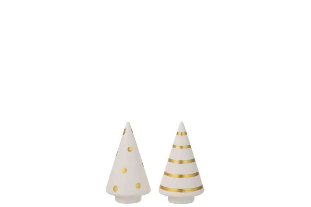 TREE CERAMIC DOTS/STRIPES GOLD/WHITE SMALL ASS2