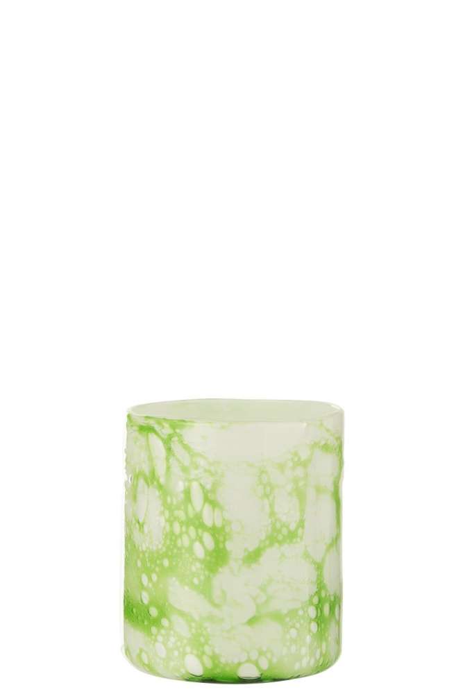 VASE MARBLE GLASS GREEN/WHITE MEDIUM