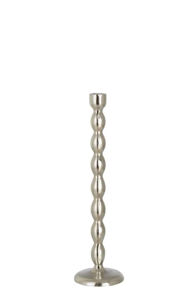 CANDLESTICK SPHERE MAT ALUMINIUM SILVER LARGE