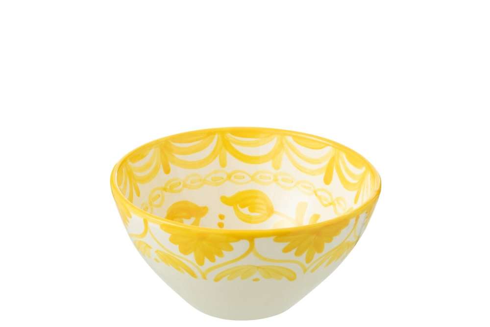 BOWL GRANADA HIGH CERAMIC WHITE/YELLOW MEDIUM