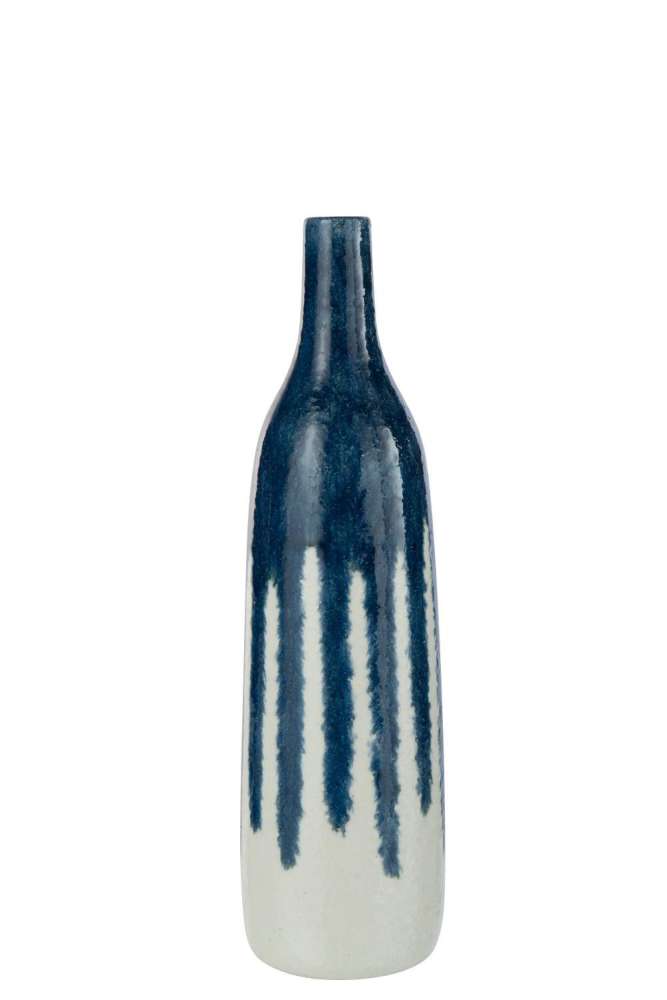 VASE PAINT CERAMIC WHITE/BLUE MEDIUM
