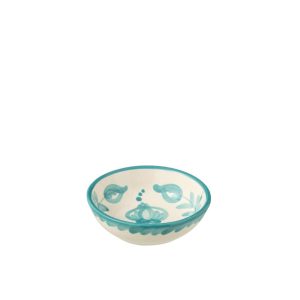 BOWL GRANADA LOW CERAMIC WHITE/AQUA SMALL