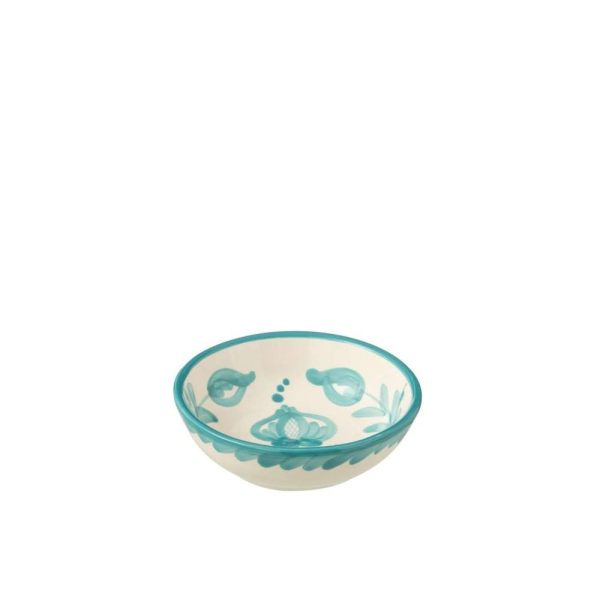 BOWL GRANADA LOW CERAMIC WHITE/AQUA SMALL