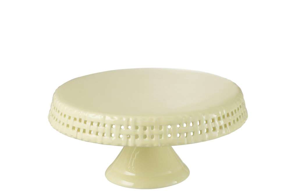 CAKE PLATE CERAMIC YELLOW MEDIUM