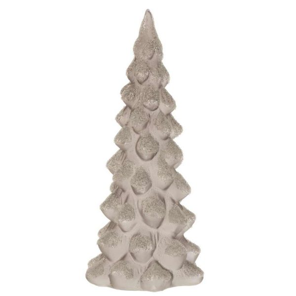 CHRISTMAS TREE DECO SUGAR GLASS FROSTED GREY LARGE