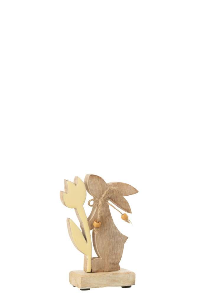 BUNNY WITH FLOWER WOOD YELLOW SMALL