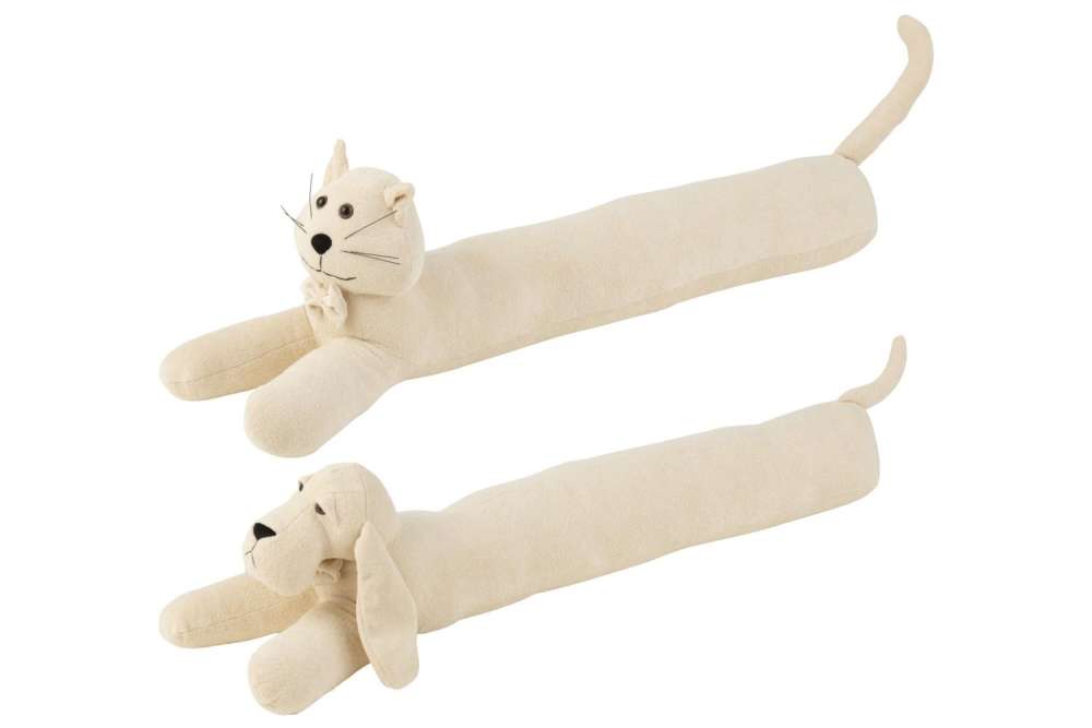 DRAUGHT EXCLUDER DOG/CAT BOUCLÉ ECRU ASSORTMENT OF 2