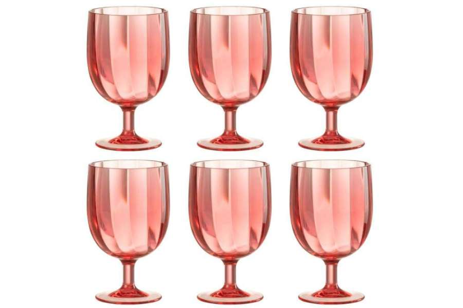 BOX OF 6 PIECES WINE GLASS PLASTIC RED