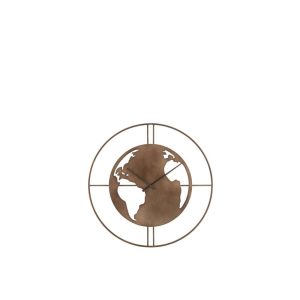 CLOCK WORLD MAP HOLES METAL DARK BROWN SMALL