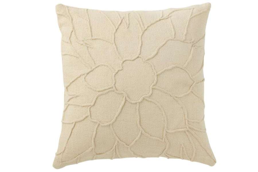 CUSHION FLOWER TEXTILE WHITE