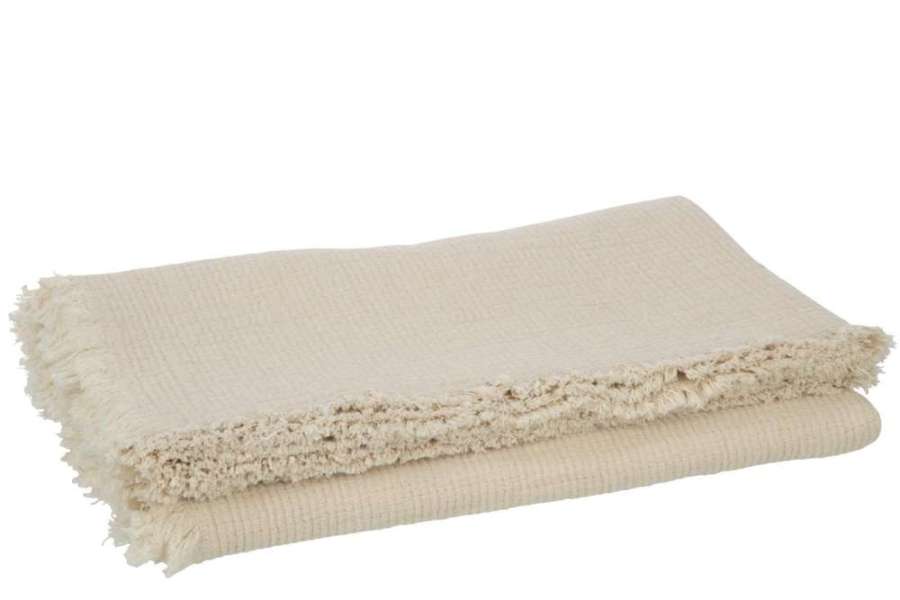 PLAID FRINGES COTTON MUSLIN LIGHT BEIGE