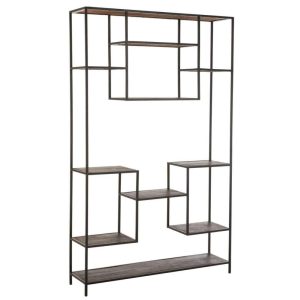 RACK FIEN 10 PLANKS MANGO WOOD IRON DARK BROWN BLACK