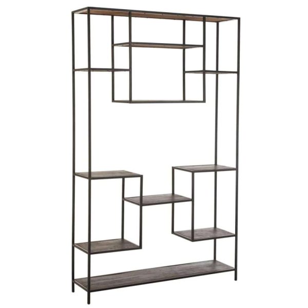 RACK FIEN 10 PLANKS MANGO WOOD IRON DARK BROWN BLACK