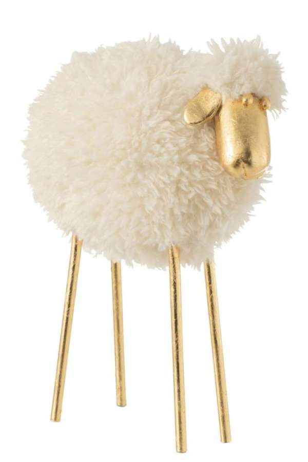 SHEEP METAL/POLY WHITE/GOLD LARGE
