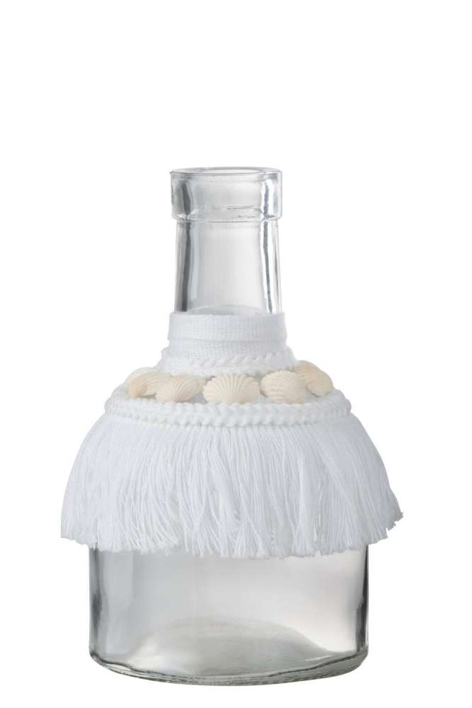 VASE SHELLS GLASS TEXTILE WHITE MEDIUM