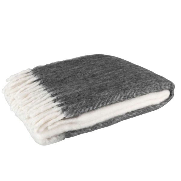 PLAID BORDER ACRYLIC/WOOL BLACK/WHITE