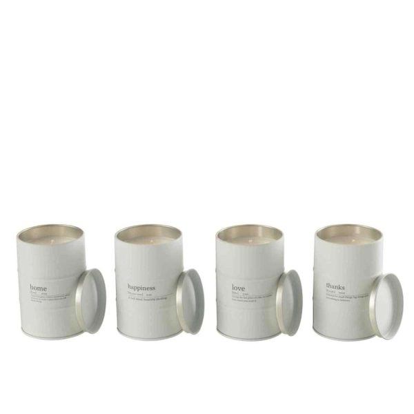 SCENTED CANDLE QUOTE ENGLISH-FRENCH WHITE  55H ASSORTMENT OF 4