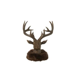 HEAD DEER FUR RESIN BROWN LARGE