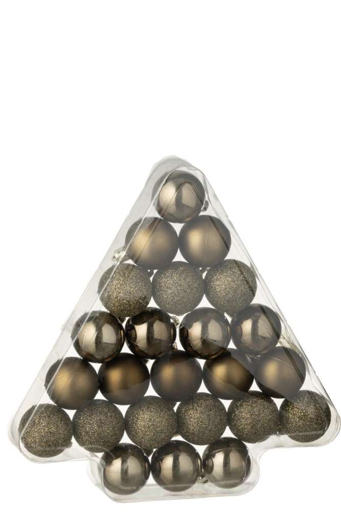 BOX OF 24 CHRISTMAS BAUBLE PLASTIC BROWN