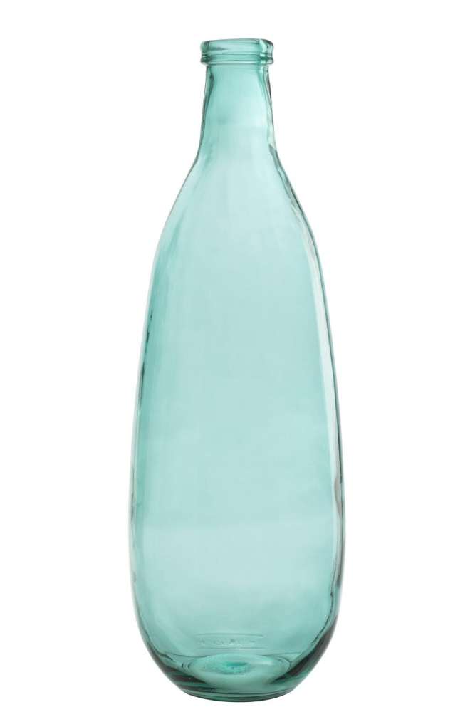 VASE BOTTLE GLASS AQUA LARGE