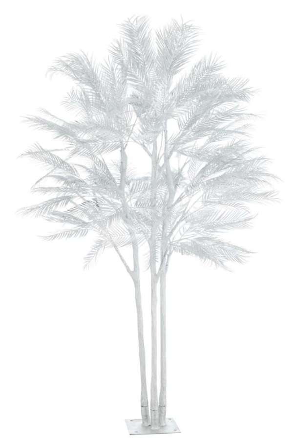 TREE PALM LEAVES 3 TRUNKS STEEL SILVER LARGE