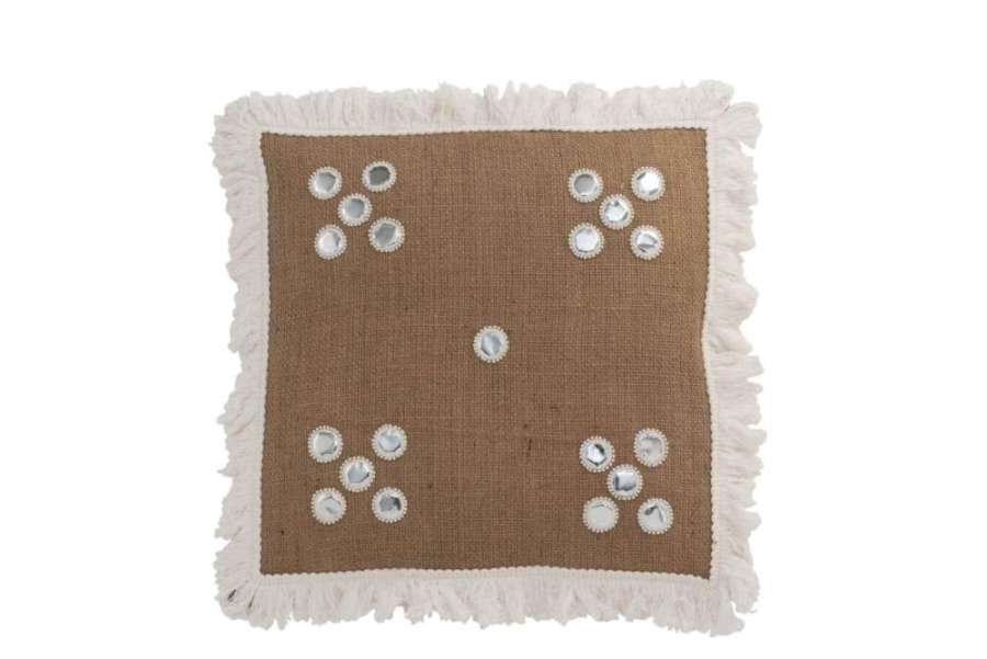 CUSHION MIRRORS IN CORNERS JUTE NATURAL/WHITE