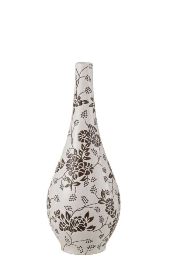 VASE ZEN PEAR PORCELAIN WHITE/BLACK