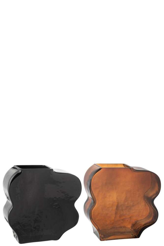 VASE IRREGULAR GLASS CAMEL/DARK BROWN SMALL ASSORTMENT OF 2