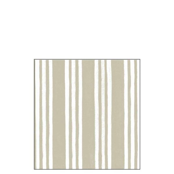 PACK 20 NAPKINS STRIPES PAPER TAUPE/WHITE LARGE