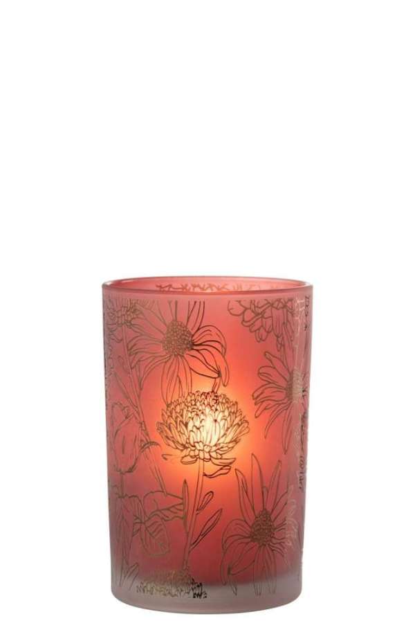 HURRICANE FLOWERS GLASS MAT RED/GOLD LARGE