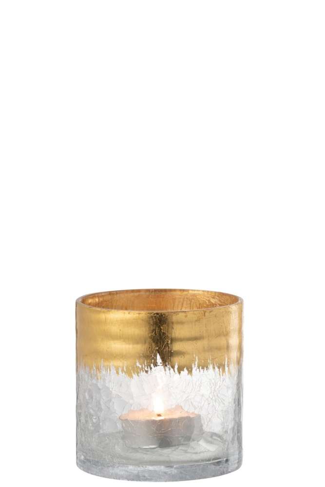 HURRICANE CRACKLE GLASS TRANSPARANT GOLD MEDIUM