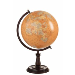 GLOBE ON FOOT WOOD OCHRE LARGE