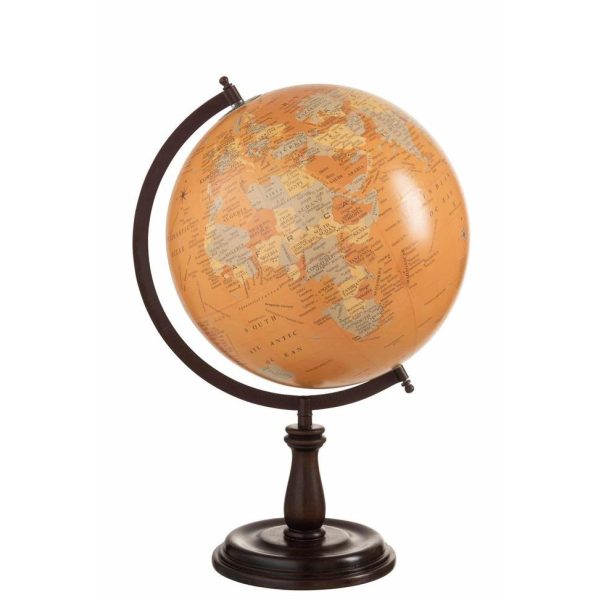 GLOBE ON FOOT WOOD OCHRE LARGE
