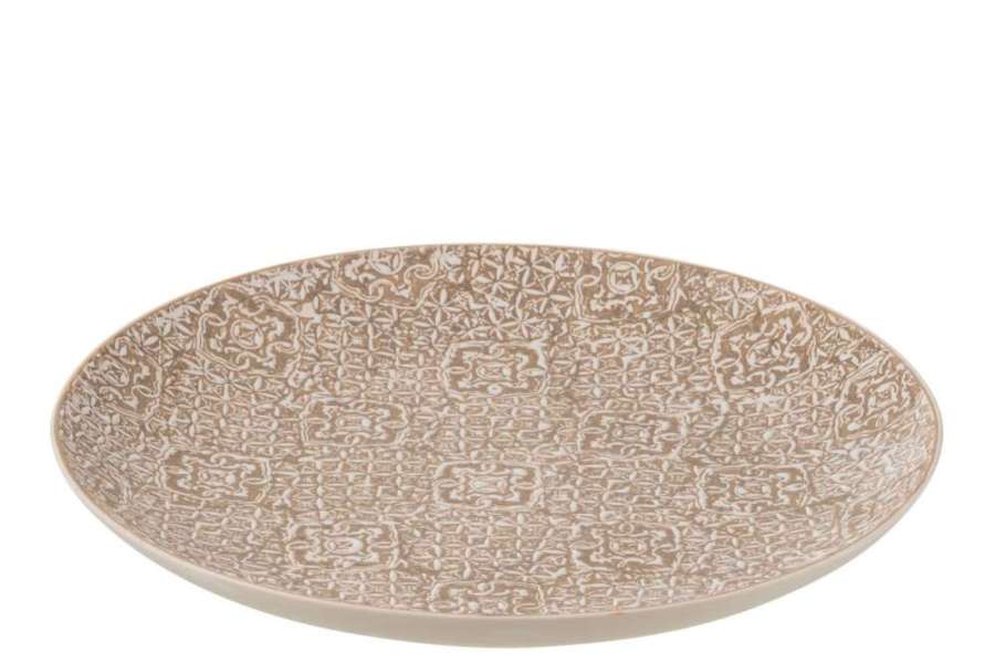 PLATE DECORATIVE WABI PORCELAIN BEIGE/WHITE