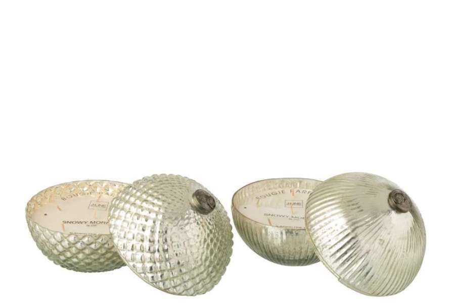 SCENTED CANDLE CHRISTMAS BAUBLE GLASS SILVER COLORED LARGE ASSORTMENT OF 2