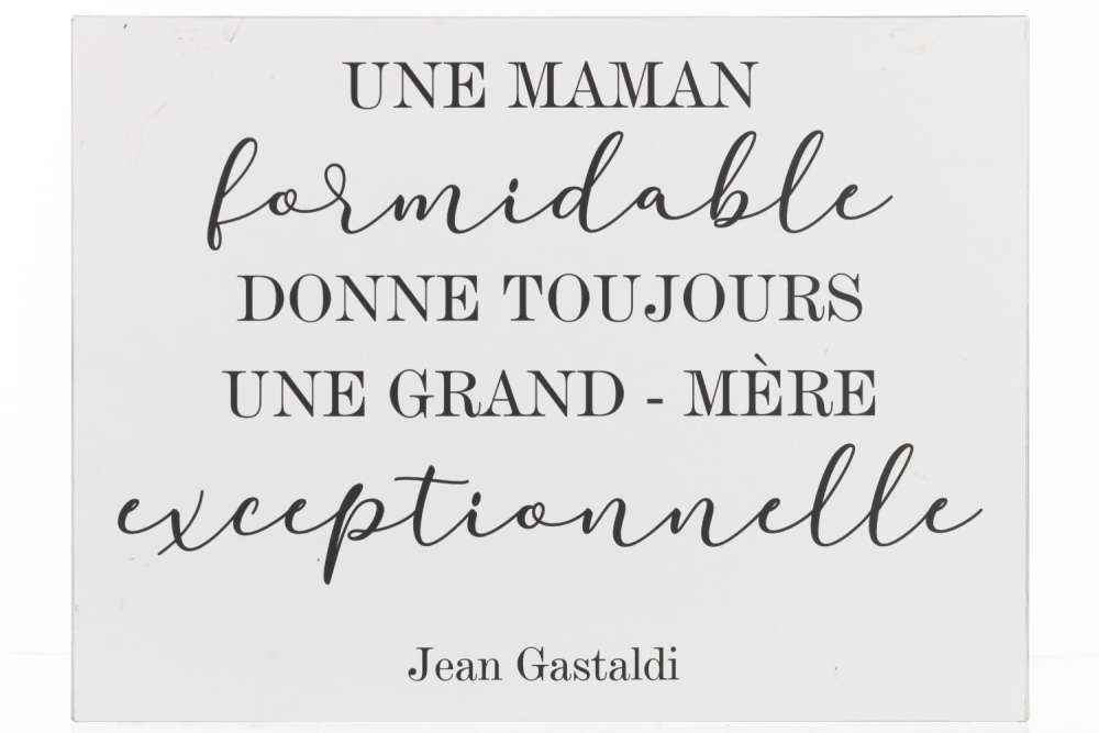 PLACARD TEXT FRENCH MAMAN METAL WHITE/BLACK