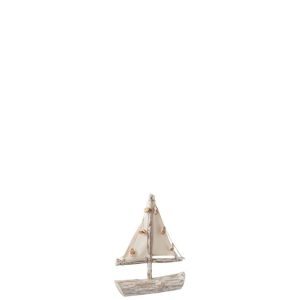 BOAT+SAILS+SHELLS BRANCHES FIR WOOD WHITE WASH SMALL