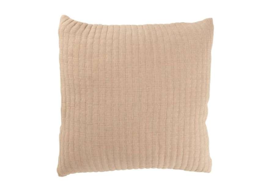CUSHION TEDDY LINES STITCHING COTTON/POLYESTER BEIGE
