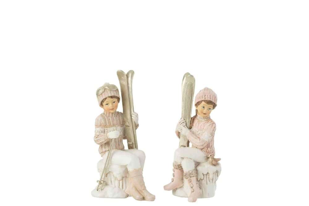 GIRL AND BOY SKI SITTING WHITE/PINK ASSORTMENT OF 2