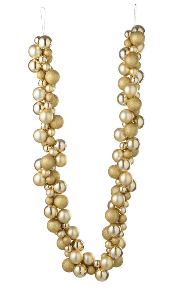 GARLAND CHRISTMAS BAUBLES PLASTIC GOLD COLORED