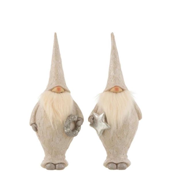 SANTA CLAUS STANDING POLY BEIGE LARGE ASSORTMENT OF 2