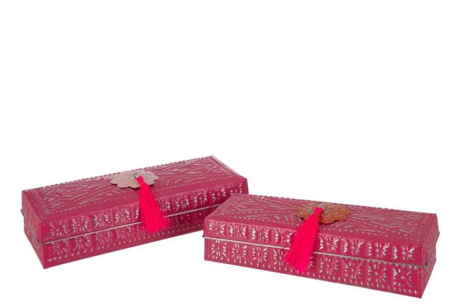 SET OF 2 NESTED BOXES KURT METAL PINK