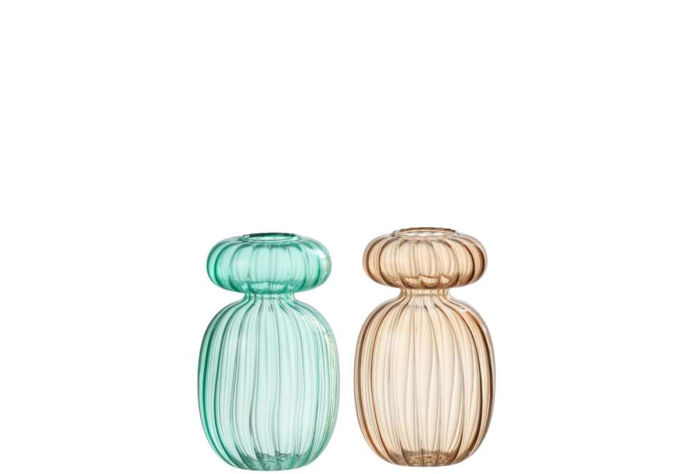 VASE MICHEL GLASS AQUA/BEIGE ASSORTIMENT OF 2