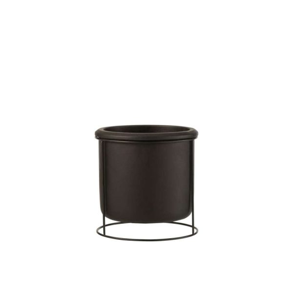 FLOWER POT SUSPENDED CEMENT BLACK SMALL