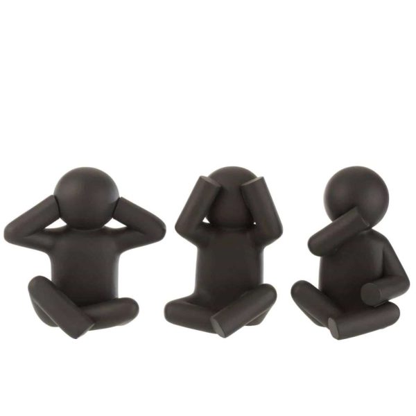 P'TIT MAURICE SITTING SEE/HEAR/SPEAK NO EVIL POLY BLACK ASSORTMENT OF 3