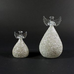 Glassengel Knudret Sølv Rund Stor 15Cm