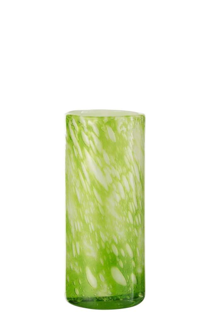 VASE MARBLE GLASS GREEN/WHITE LARGE
