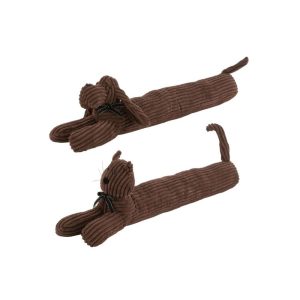 DRAUGHT EXCLUDER DOG/CAT STRIPE TEXTILE BROWN ASSORTMENT OF 2