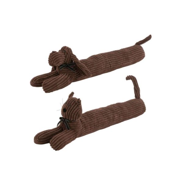 DRAUGHT EXCLUDER DOG/CAT STRIPE TEXTILE BROWN ASSORTMENT OF 2
